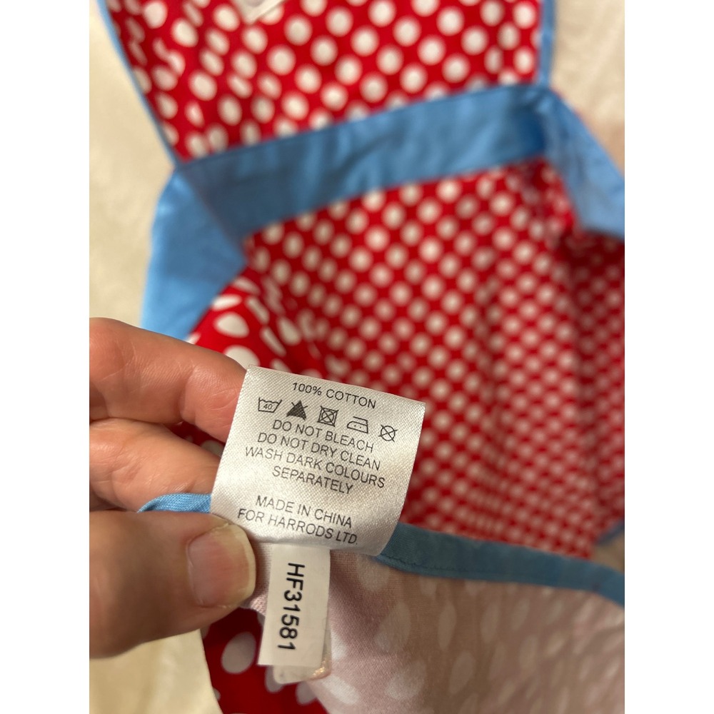 Harrods Red Polka Dot Cotton Apron You Can Have Your Cake And Eat It Cupcake - Picture 5 of 6